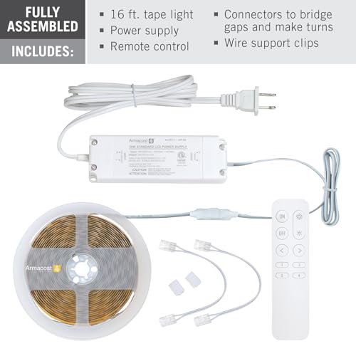Tunable White LED Strip Light Kit 16ft COB Tape Light with Dimmable Controller