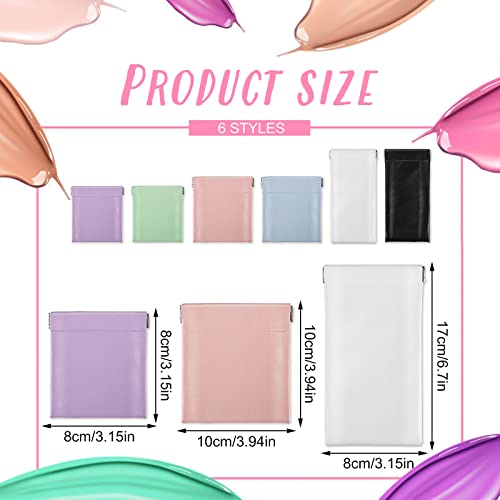 WSICSE 6 Pcs Pocket Cosmetic Bag Squeeze Top, 3 Size Portable Pocket Bag Small Makeup Bag for Purse Cosmetics Headphones Jewelry