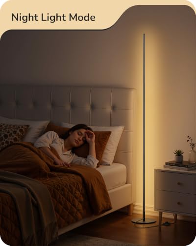 Dimmable 57.5-Inch Floor Lamp with Remote & Foot Switch - Black