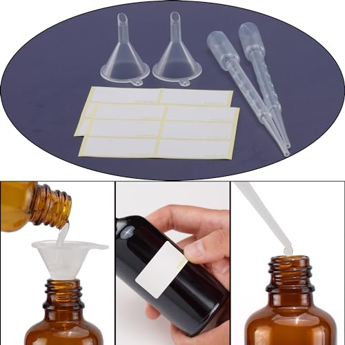 100ml Glass Spray Bottles Set with Fine Mist Nozzles - Refillable Travel Essential Oil Bottles - Transparent, 9 Pack