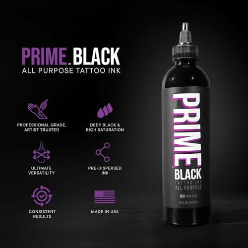 Black Tattoo Ink 8oz - All-Purpose, Smooth Flow, Long-Lasting Supply