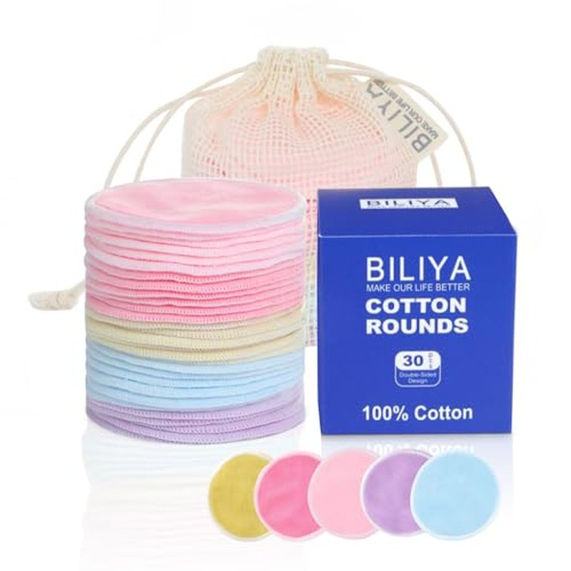 Bamboo Fiber Makeup Remover Pads,Gentle for Sensitive Skin,30 Pack,Reusable,Eco-Friendly,Zero Waste, Quick Makeup Removal, Travel Essential