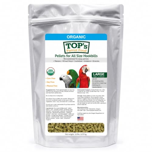 Parrot Pellets 10 lb - USDA Organic Certified Bird Food for Large & Medium Hookbills - Natural, Non-GMO