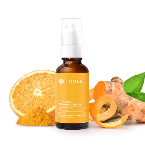 TUMERI Turmeric Vitamin C Face Serum ? Facial Skin Care Vitamin C and Turmeric Serum for Dark Spots and Dark Circles ? With Vitamin C + E and Ferulic Acid ? 1 Fl oz