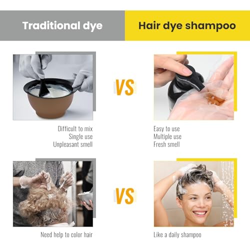 KINGMING Chestnut Brown Hair Dye Shampoo 3-in-1 for Gray Hair, Easy Hair Coloring
