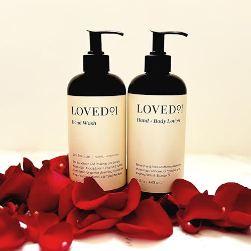 Loved01 Hand Wash & Lotion Set, John Legend Skincare, Oprah's Favorite Things, Just Because Floral Scent, Moisturizing Vitamin E Formula, Vegan & Cruelty-Free (15 Oz Hand Wash & 15 Oz Body Lotion)