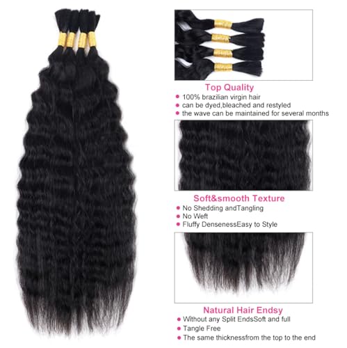 16 Inch Wet and Wavy Human Braiding Hair No Weft for Boho & French Braid - Super Wave (#1b)