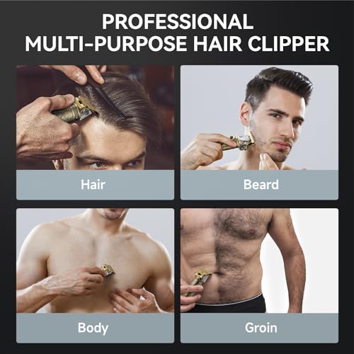 Hair Clippers for Men Professional Hair Trimmer Barbers Beard Trimmer Shaver Razor Hair Grooming Cutting Kit at Home T Blade Liner Trimmer Cordless Rechargeable Zero Gapped Edgers Gifts for Men