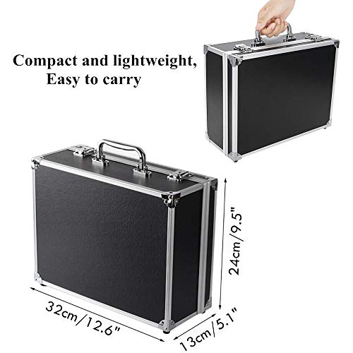 Yuelong Black Aluminum Tattoo Carry Case 12.6x9.5x5.1 Inch with Double Lock & Foam