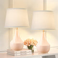 Pink 18.63-Inch Ceramic Bedside Table Lamp Set of 2 - Modern Nightstand Lamps with LED Bulbs & Rocker Switch
