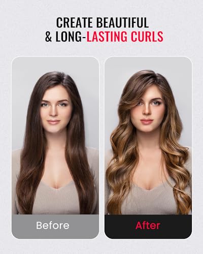 Automatic Hair Curling Iron Wand with Dual Voltage & Ceramic Coating, 3 Temp Settings