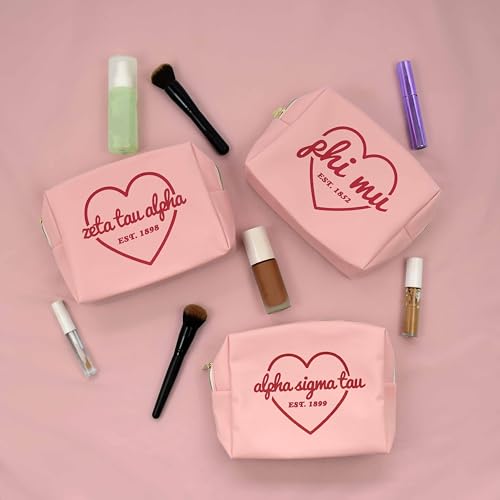 Water-Resistant Makeup Bag with Zipper Closure and Licensed Sorority Delta Zeta Design