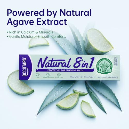 Occotaps Natural Agave Fluoride-Free Toothpaste for Sensitive Teeth 3 Pack 3.53 fl oz