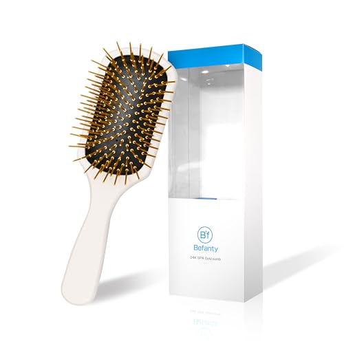 White 24K Gold Plated Gua Sha Hair Brush & Scalp Massager - Hair Care