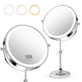 8-Inch LED Lighted Makeup Mirror with Adjustable Height & 10X Magnification