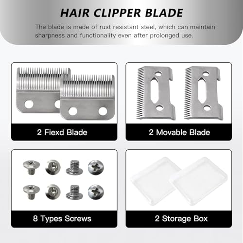 Upgraded Steel Hair Clipper Blade for Wahl Precision MC3 Blades, Pack of 2 Steel Blades Replacement for 2-Hole Standard Wedge 5 Star Legend Clippers