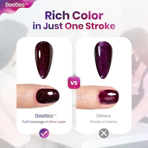 Beetles Pro Red Gel Polish - Currently Crushing, Dark Cherry Mocha Red Color 20ml Glitter Plum Gel Nail Polish, Professional Nail Tech Formula, High Pigment Soak Off UV LED Long Lasting