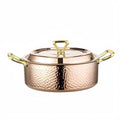 6.7QT Copper Rose Gold Hammered Stock Pot with Lid - Tri-Ply Stainless Steel, Dishwasher & Oven Safe