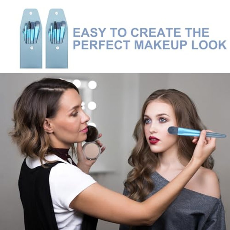 15 Sets Travel Size Makeup Brushes Set Mini Face Make up Brushes Brushes Bag for Makeup Party Favors Wedding Bridal Shower Favors Bridesmaid Gift Bachelorette Party Gift (Light Blue, 15pc)