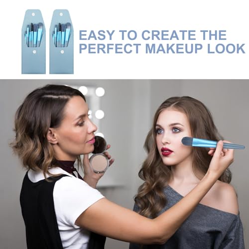Light Blue 15-Piece Travel Makeup Brush Set - Compact & Portable Girl Gift