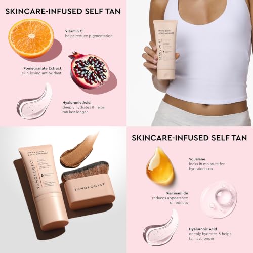 Tanologist Self-Tanning Lotion Set with Bronzer & Brush - Fast-Drying, Water-Resistant