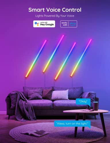 6 Pcs RGBIC Wall Lights for Gaming and Smart Home - App Voice Control