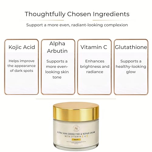 Dark Spots Corrector & Skin Tone Repair Cream for Face with Alpha Arbutin & Kojic Acid – Hydrating 2 oz