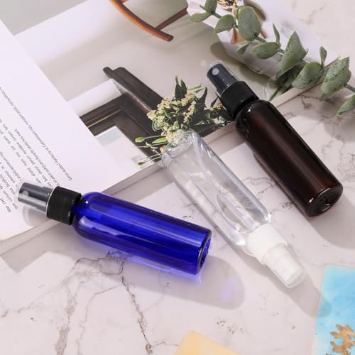 uxcell 10 Pack Spray Bottles, 2Oz/60ML Reusable Clear Empty Mist Plastic Mini Travel Bottle Set,Small Refillable Liquid Containers for Household Use, Essential Oil, Cleaning (Brown Black)