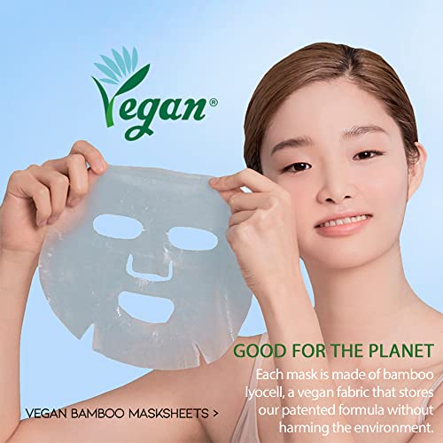 #OOTD Intense Rejuvenating Retinal Serum Vegan Sheet Mask [10 Count] Soothing Korean Beauty Bamboo Lycocell Facial Masks Sheets with Retinol, Ceramide, Hyaluronate Formula [ EVE Vegan Certified ]