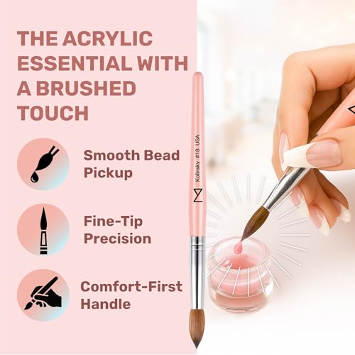 Professional Acrylic Nail Brush - Size #8 Kolinsky Pink Nail Art Brush
