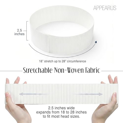 APPEARUS Disposable Facial Headbands - White, Single Use, 100 Pack