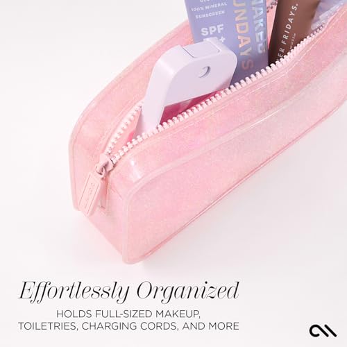 Case-Mate Jelly Makeup Bag - Waterproof Travel Makeup & Toiletry Bag - Cosmetic Make Up Organizer/Case for Women - Small Zipper Pouch for Hair Accessories and Daily Essentials - Ballet Pink Twinkle