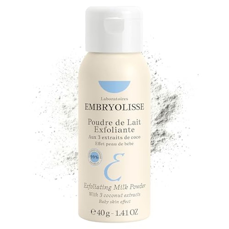 Embryolisse Exfoliating Face Scrub Powder - Facial Cleanser that Exfoliates, Tones and Softens the Skin - With Coconut & Milk Powder - for All Skin Types, Even Sensitive, 1.41 Oz