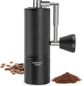 Manual Coffee Grinder with Foldable Handle, Adjustable Burr, Compact & Portable - Black - C3S Pro