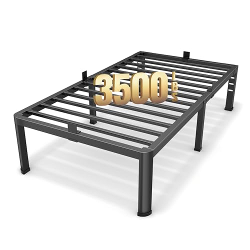 Superay 18 Inch Twin XL Metal Platform Bed Frame with Rounded Corners & Support Legs