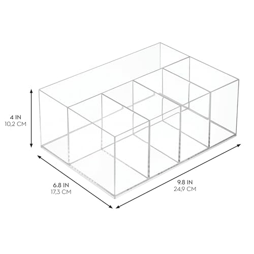 iDesign 5-Section Divided Makeup Organizer for Bathroom Vanity or Countertop - Set of 2 - Clear
