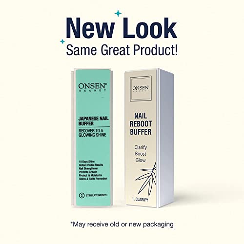 Onsen Secret Professional Nail Buffer Block 2 Pack - 4-Way Buffing for Natural Shine & Nail Recovery