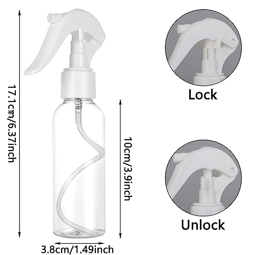LOEQIAN 24 Pack Clear Spray Bottle, 3.5oz/100ml Plastic Fine Mist Travel Size Empty Bottles, Refillable Sprays Container for Kitchen Home Office Cleaning, Gardening, Cooking