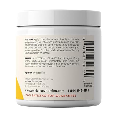 Sundance Lanolin Cream | 7 Fluid Ounces | Ultra Rich Pharmaceutical Grade | Hypoallergenic Supplement