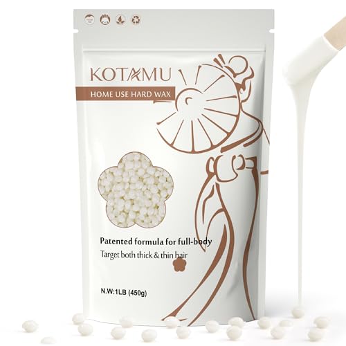 KOTAMU Waxing Beads Unscented Hard Wax Beads for Women& Men Full Body Thick &Thin Hair Removal, 1lb Pack Organic Wax Beans for Sensitive Skin Face Eyebrows Armpit Legs Bikini Brazilian Home Waxing