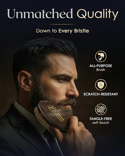 Crown Quality Rosewood Luxury Beard Brush with Soft Boar Bristles - High Gloss Finish