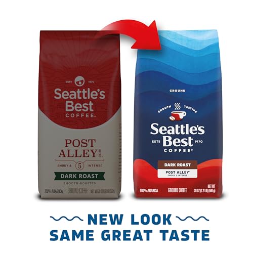 Seattle's Best Coffee Post Alley Dark Roast Ground Coffee 20oz Pack of 6 - Smooth & Rich Flavor