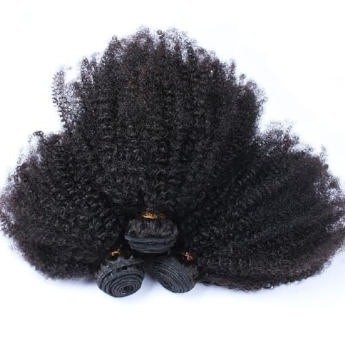 Mongolian Afro Kinky Curly Human Hair Bundles 16 18 20 Inch Natural Color - 3 Bundles