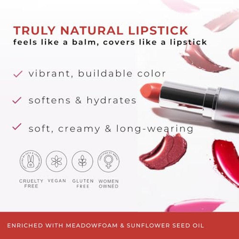 Honeybee Gardens Truly Natural Long Lasting Lipstick, San Francisco, Pink and Peach With Rose, Naturally Hydrating & Nourishing, Vegan, Gluten-Free & Cruelty-Free, 0.11 oz / 3 g