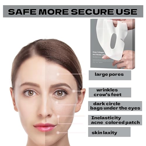 Collagen Face Mask Hydrating Overnight Collagen Face Mask (6 pcs/1 Box) Deep Collagen Anti Wrinkle Lifting Mask - Pure Collagen Films for Improve Elasticity Firming And Moisturizing
