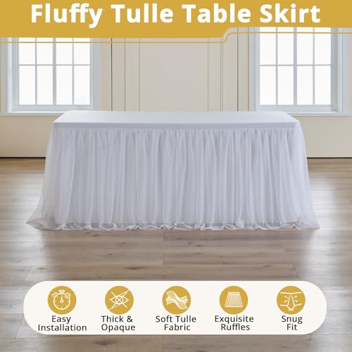 Party Village White 6ft Tulle Tablecloth 4-Pack for Weddings & Events