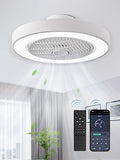 LEDIARY 20 Inch White Bladeless Enclosed Ceiling Fan with Dimmable LED Light