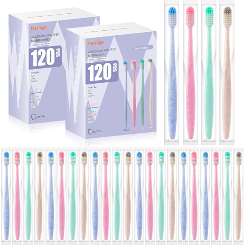 Bulk Disposable Toothbrushes 240 Count - Individually Wrapped, Soft Bristles, Travel-Size
