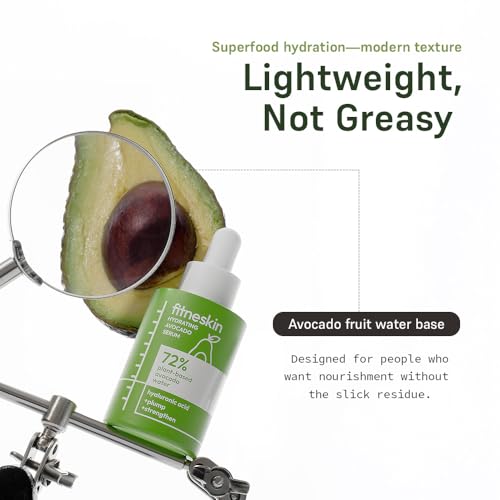 Hydrating Avocado Serum with Hyaluronic Acid & Vitamin B3 - Fragrance-Free, Vegan, 1 Fl Oz