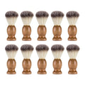 10 Pcs Wooden Handle Shaving Brush for Men - 10.3x3.1cm, Travel-Friendly